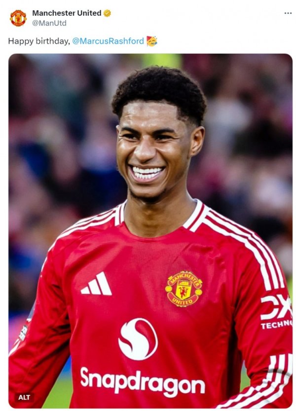 曼联祝拉什福德28岁生日快乐，球员租借加盟巴萨以来13场5球7助