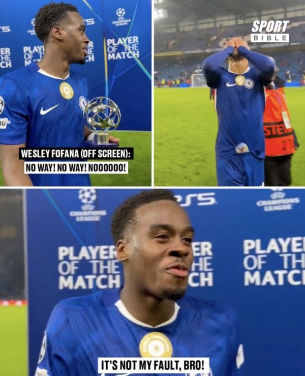 曾升级恩佐事件！吉滕斯获欧冠最有价值球员，福法纳镜头外高声连呼不可能