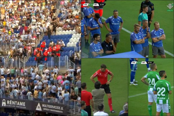 在马拉加和贝蒂斯的赛事  进行时，有球迷在看台上心脏骤停