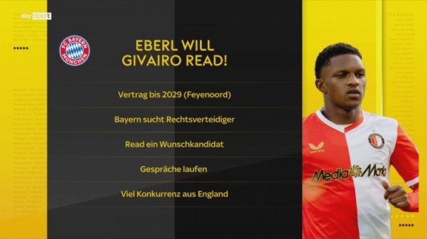 德天空：拜仁明夏前中后场都可能引援，已接触费耶诺德右后场球员雷德